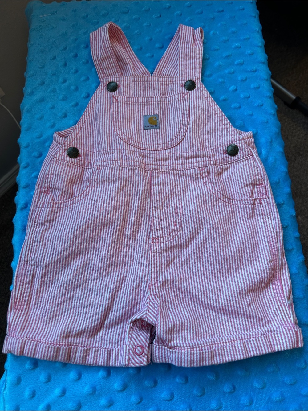 Carhartt Pink and White Striped Kids Overalls Shorts